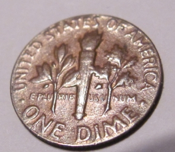 1966-Dime-Core-Only-Missing-Copper-Nickel-Layers!